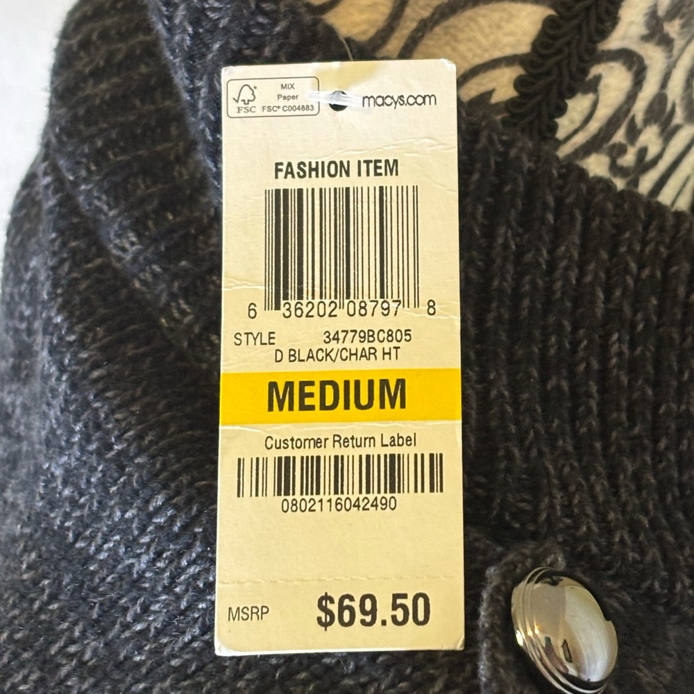 Style Co Cardigan Sweater Band Jacket Grey Double Breasted Military, medium - Picture 7 of 9